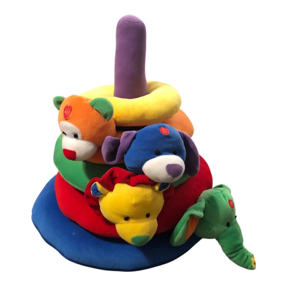 Lakeshore weighted jumbo plush‎ animal stacker rattler sensory development toy